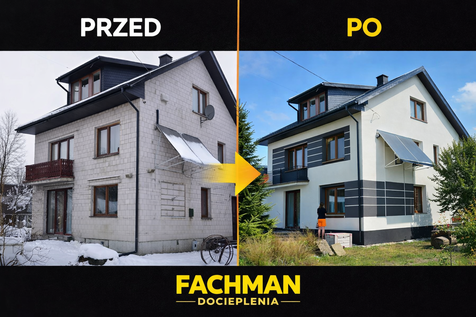 Realizacja docieplenia domu jednorodzinnego - przed i po