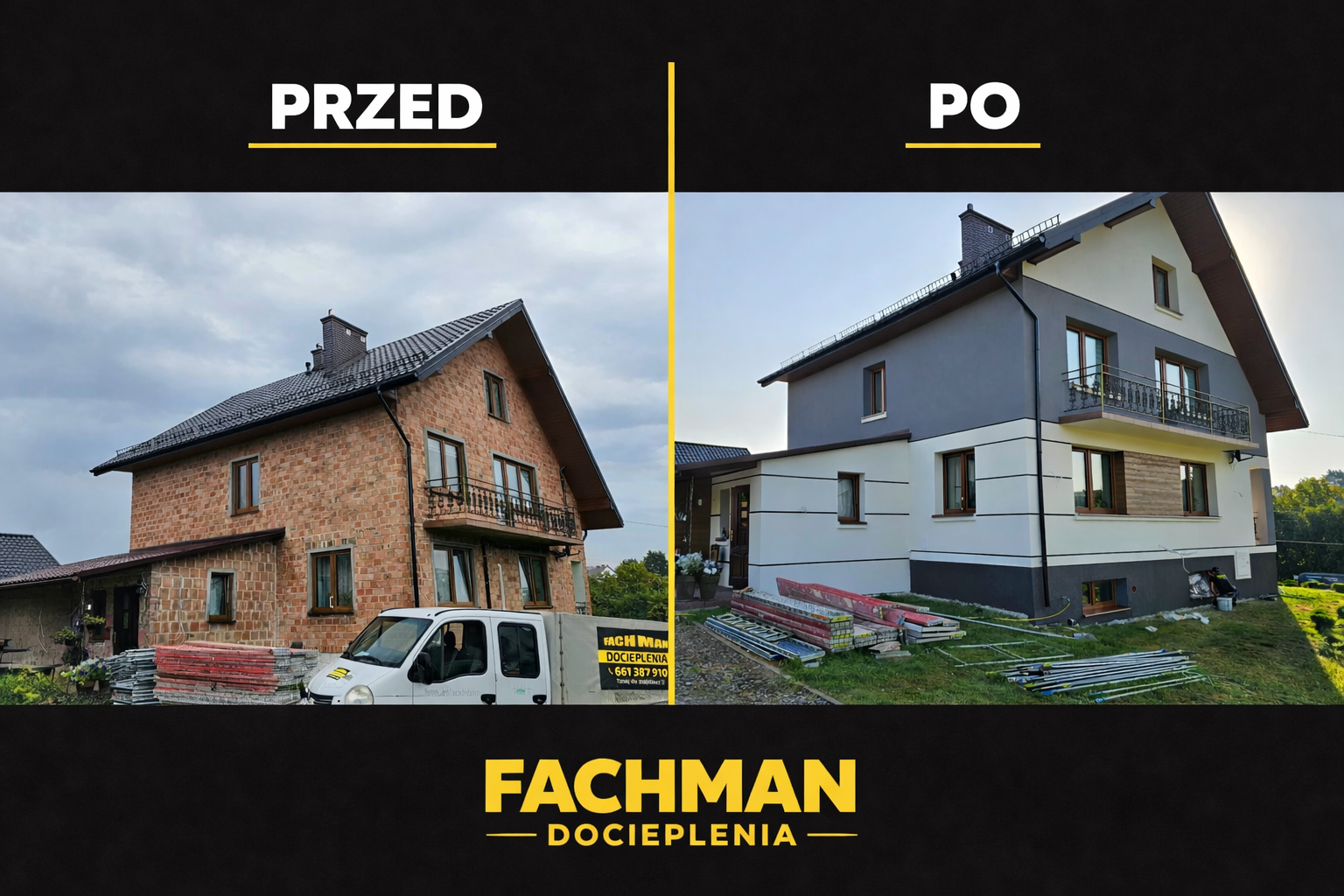 Realizacja docieplenia domu z cegły - przed i po