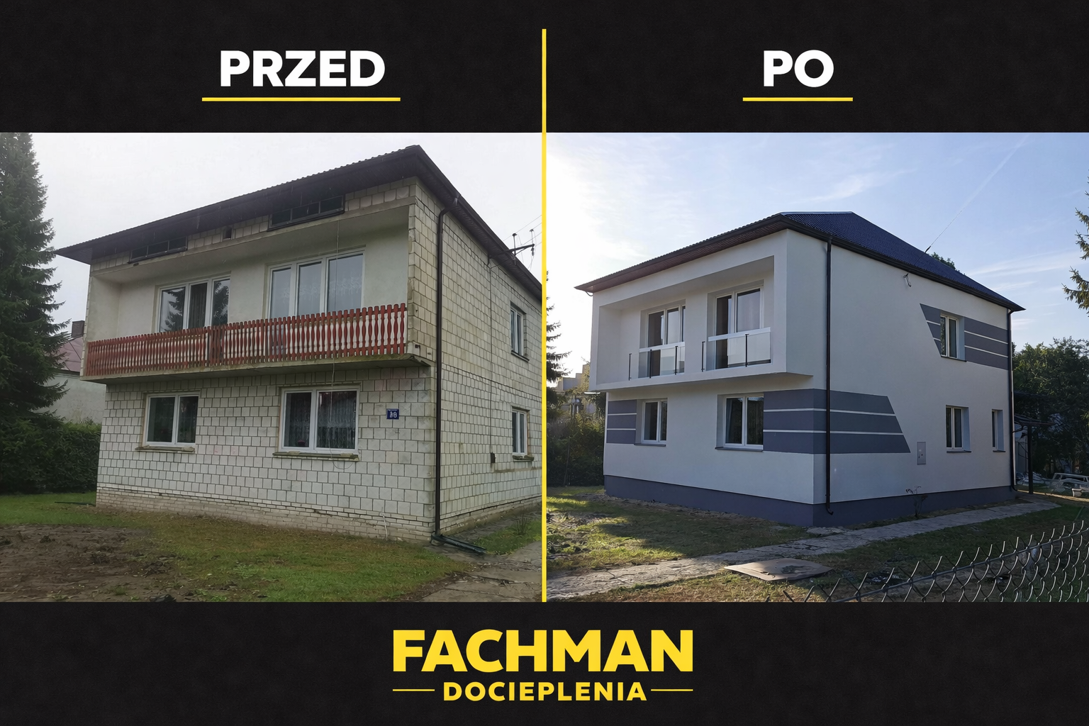 Realizacja docieplenia domu dwupiętrowego - przed i po