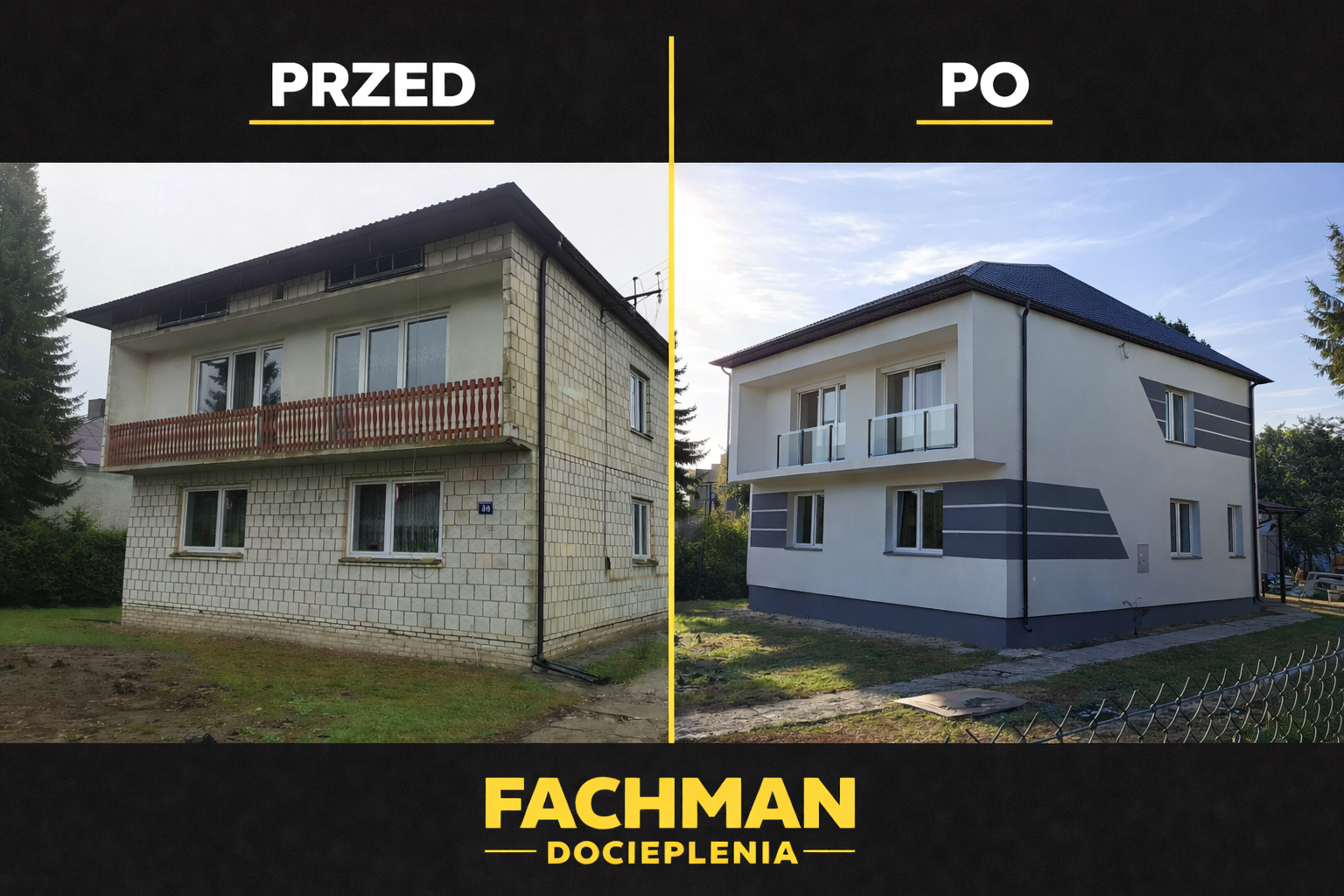 Realizacja docieplenia domu jednorodzinnego - przed i po